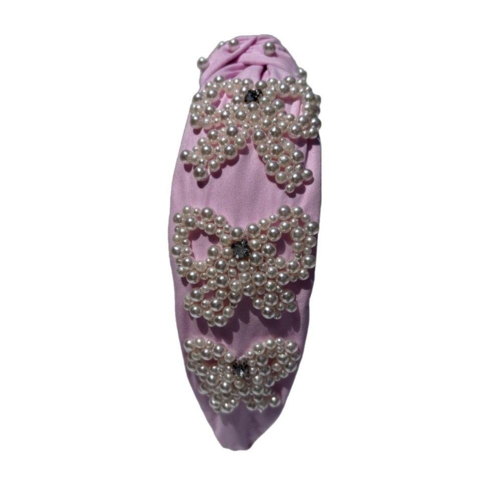 238. The Pink Bow Pearled Crystal Headband